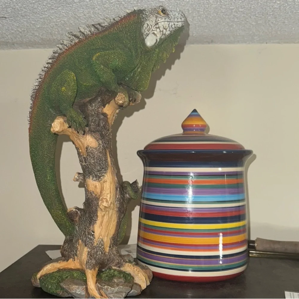 Realistic Green Iguana Reptile Habitat Decor